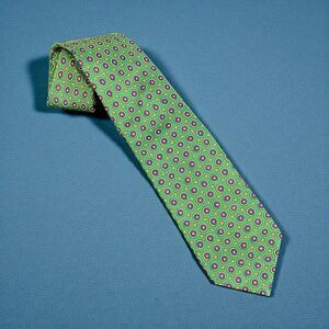 J. Crew Green And Blue Patterned 100% Silk Necktie Hand Made In USA